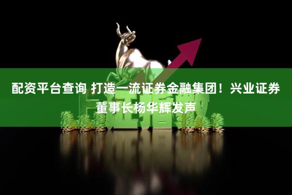 配资平台查询 打造一流证券金融集团！兴业证券董事长杨华辉发声